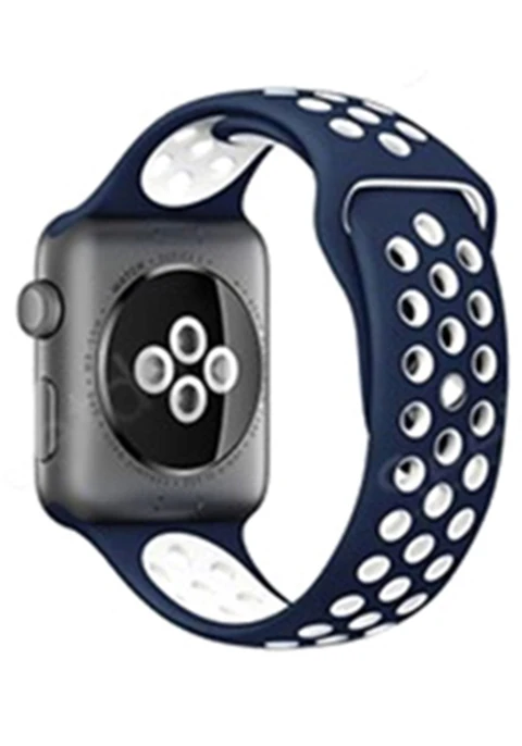 Для Apple Watch, версии 3, 2, 1 ремешок спортивный браслет силиконовый ремешок 42 мм, 38 мм, браслет из нержавеющей стали Смарт-часы напульсник Для мужчин Для женщин ремень резиновый наручных часов iWatch, ремешок - Цвет ремешка: Blue White