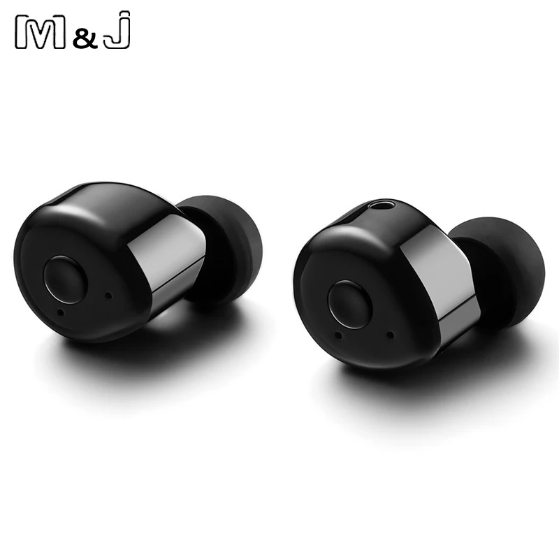 M J T1 2 Pcs Bluetooth Earphone True Wireless Stereo Headset Support TWS Smart Noise Reduction With Mic For Iphone X Samsung