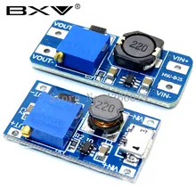 Módulo de ampliação ajustável da placa, módulo do impulsionador 2a da placa com micro usb 2v-24, 1 peça mt3608 DC-DC v to 5v 9v 12v 28v