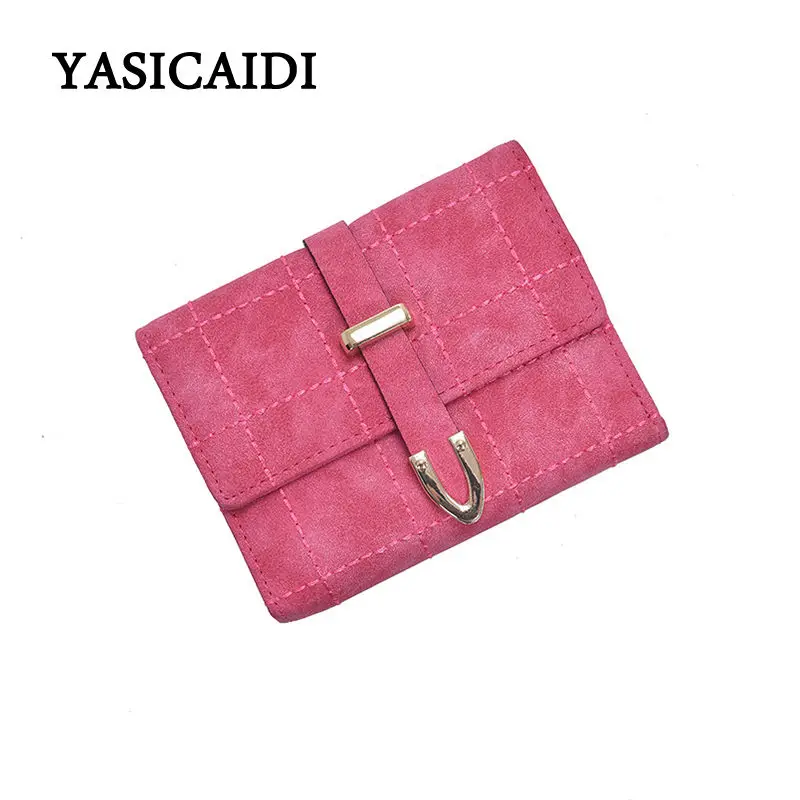 Thời trang Chụp da Ngắn Ví Ly Hợp Cổ Điển Matte Fastener Phụ Nữ Ví Thời Trang Nhỏ Nữ Purse ngắn Coin Card Holder