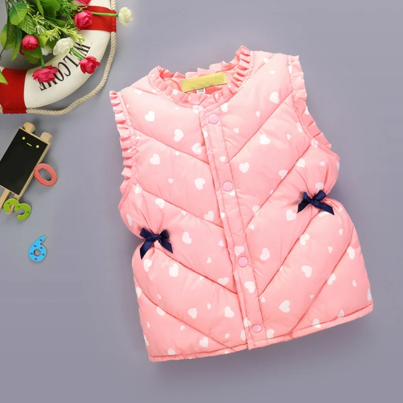 Winner/детский осенний жилет принцессы для девочек; Верхняя одежда; розовые пальто для девочек; жилет с принтом сердца для малышей; детская куртка; жилет