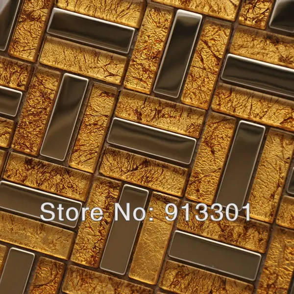 metallic mosaic tile backsplash 304 stainless steel and crystal glass blend glass tile wholesale