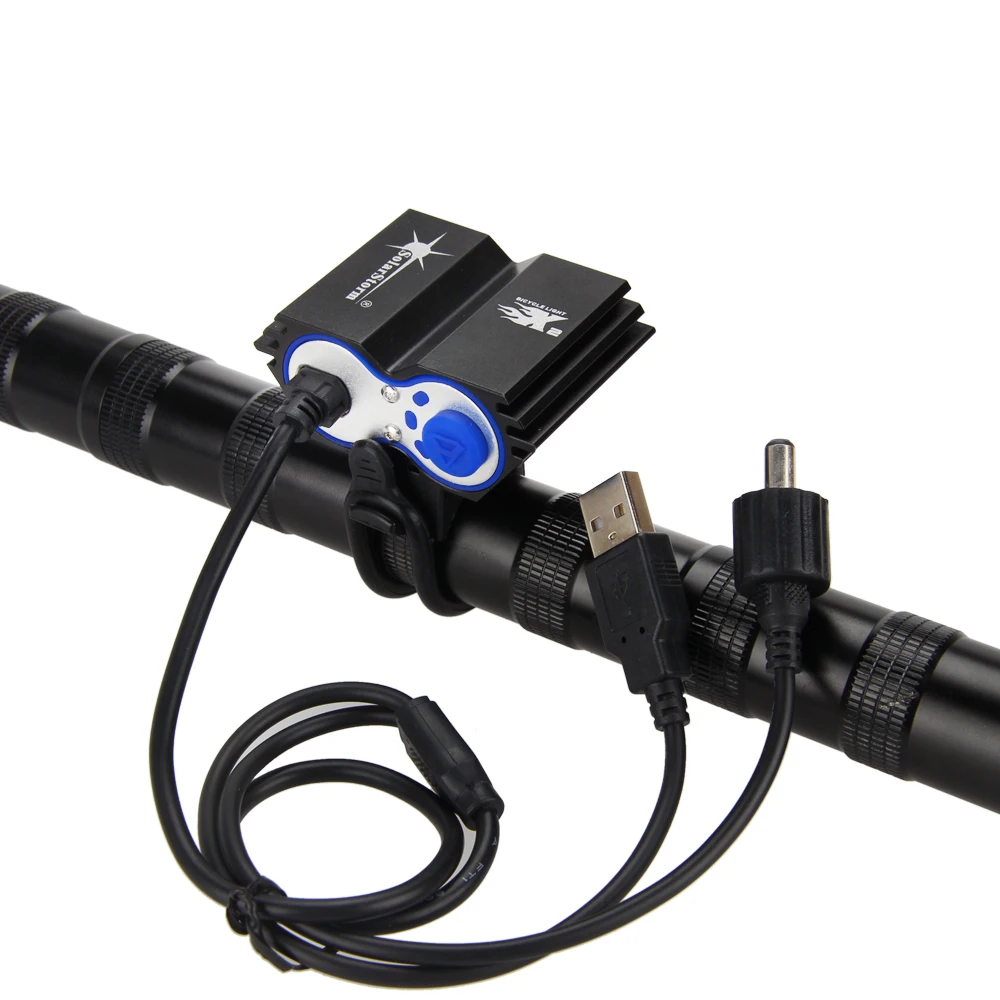 Top Waterproof Cycling Lamp 6000LM 2x XM-L T6 LED Bicycle Lights Dual Port  Head Front Bike Headlamp USB Port Torch No Battery 6