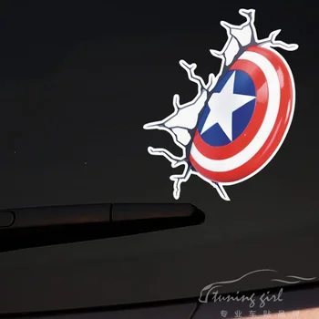 

Car Stickers The Avengers Captain American Shield Simulation Creative Decals For Windshield Auto Tuning Styling 14x11cm D15