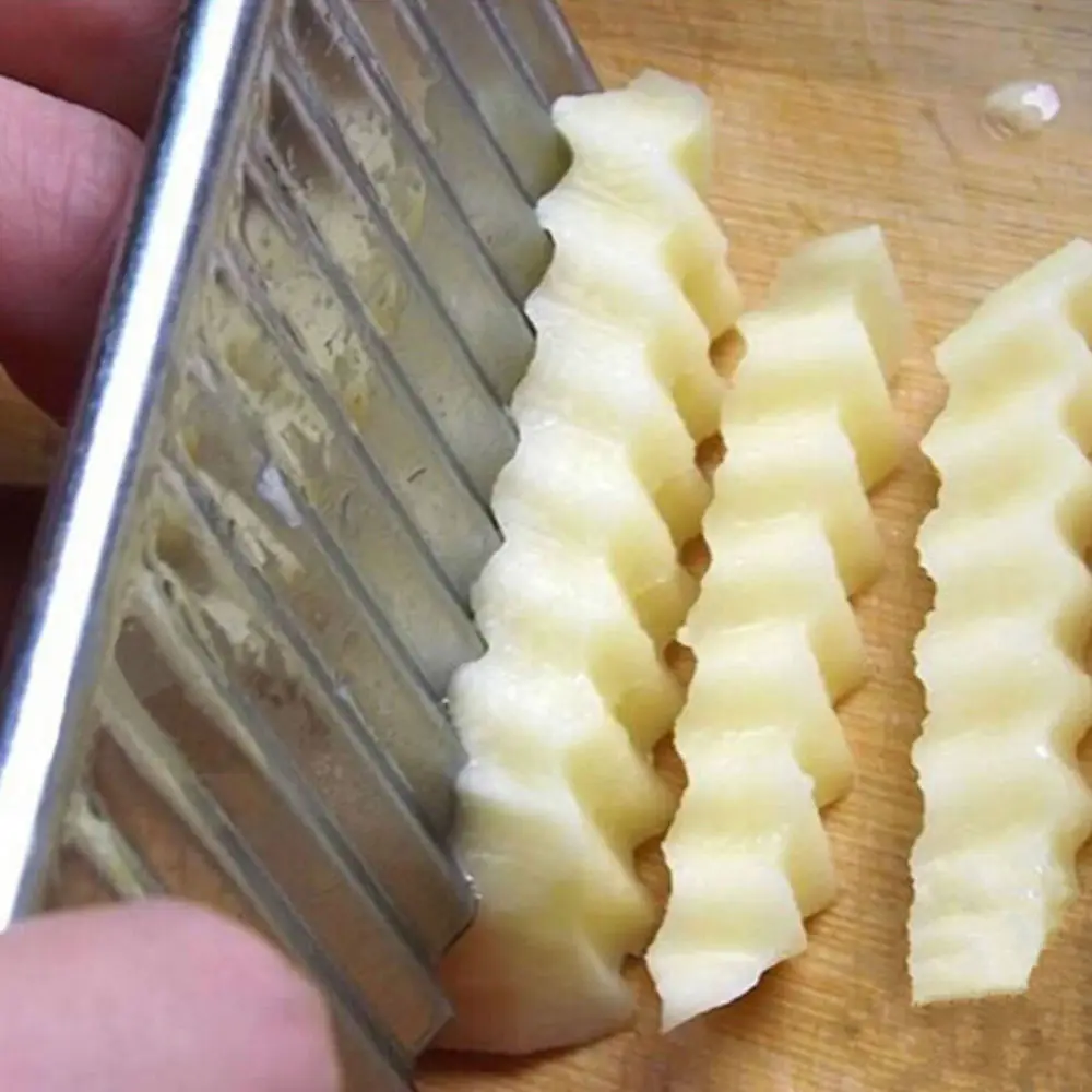 1 шт. из нержавеющей стали картофельный чип тесто Овощной Crinkle волнистый слайсер нож качество еды пластиковая ручка