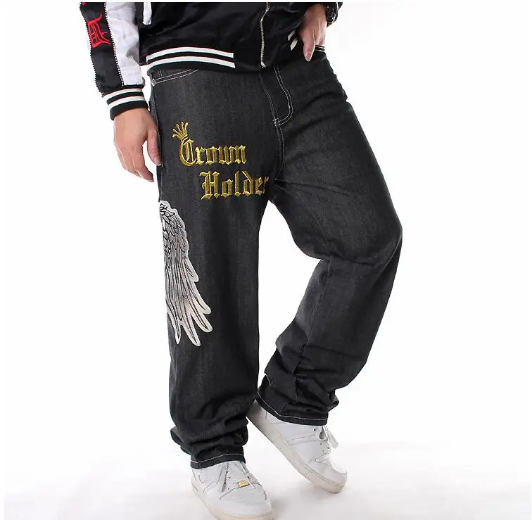 Мужские мешковатые джинсы Мужские Широкие джинсовые штаны хип-хоп новые модные джинсы для скейтбординга с вышивкой размер 30-44