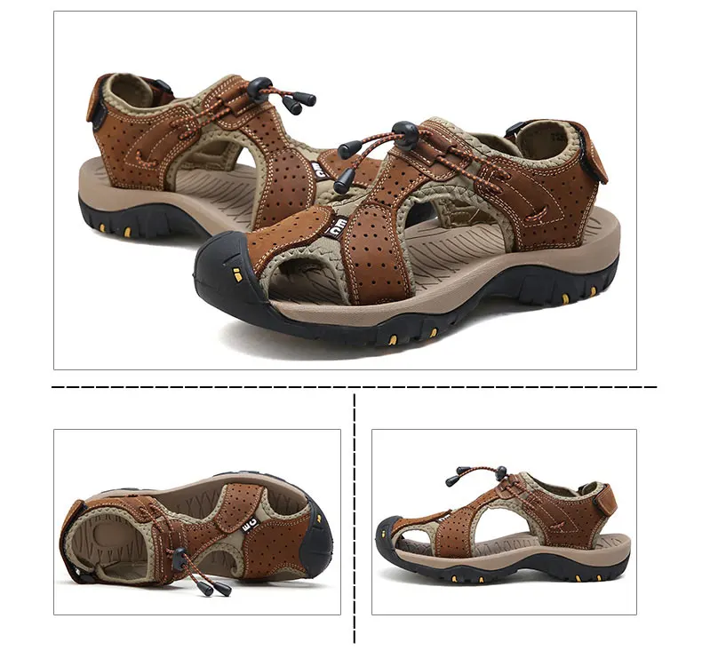 Vanmie/мужские сандалии; обувь; коллекция года; летние сандалии для мужчин; спортивные пляжные кожаные сандалии; Мужская Летняя обувь; большие размеры 38-46