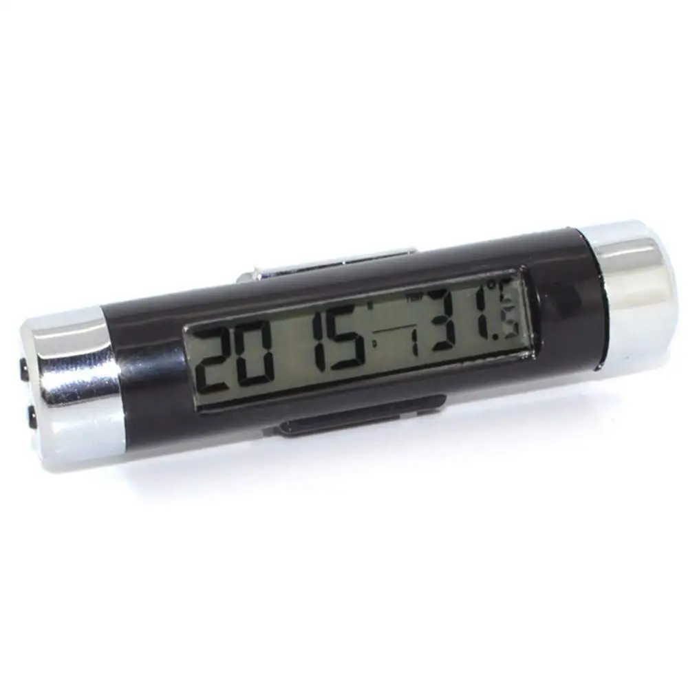 

Car Clock Hours in The Car Air Vent Digital LCD Blue Backlight Thermometer 2 in 1 Clip-on Outlet Auto Clock Calender Accessories
