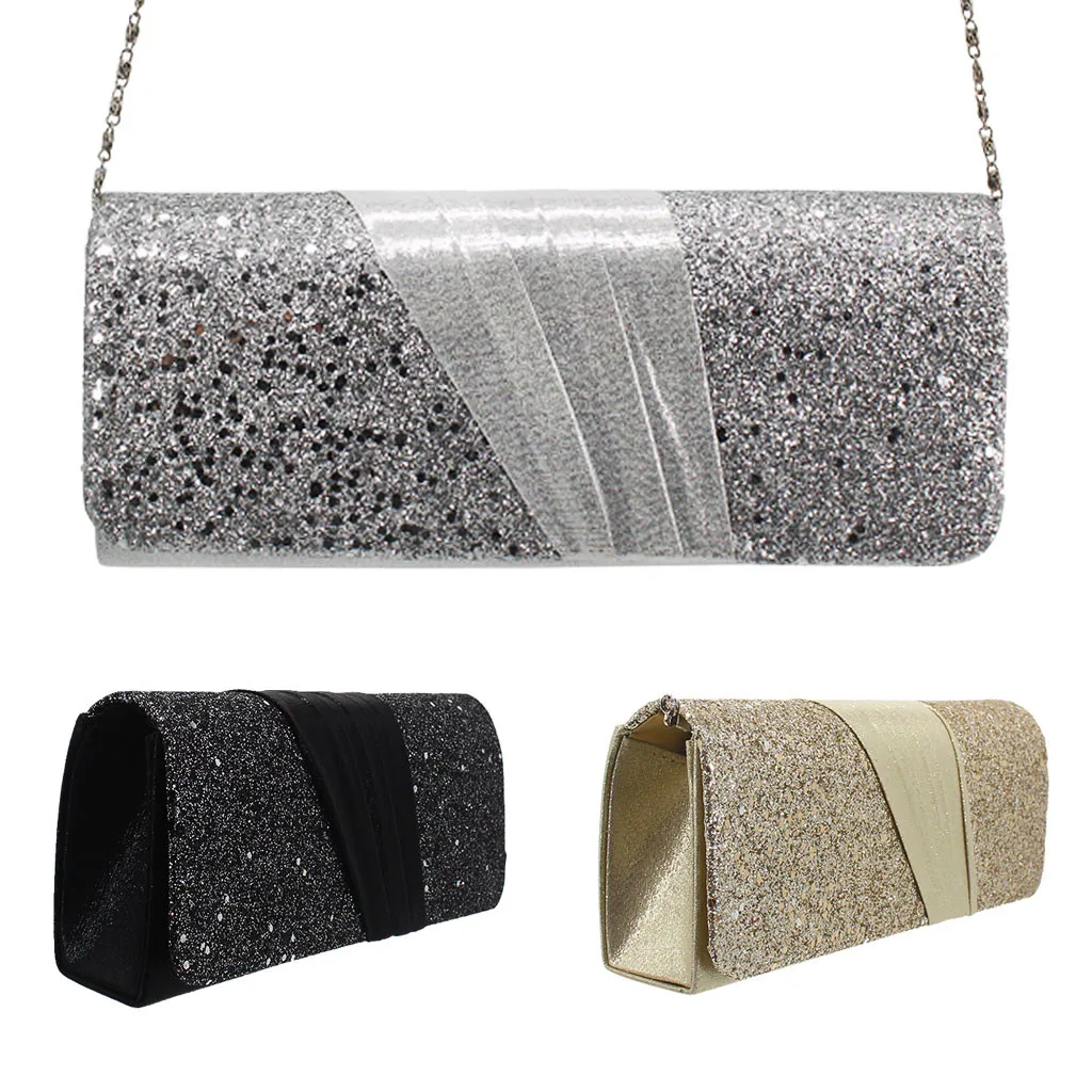 

KKMHan Famous Brand Fashion Women Sequins Ribbons Bag Cocktail Party Bag Chain Phone Bag Evening Bag Dropshipping torebka damska
