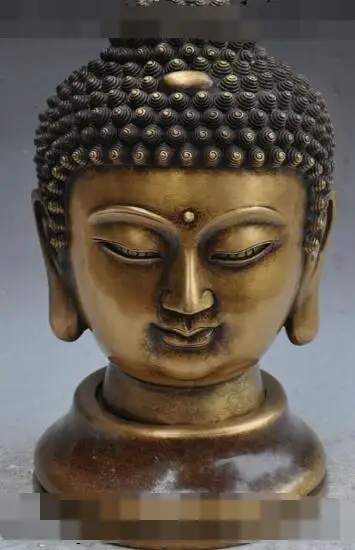 

S01574 14"tibet Buddhis Bronze Sakyamuni Shakyamuni Buddha Head Bust buddha Statue (B0328)