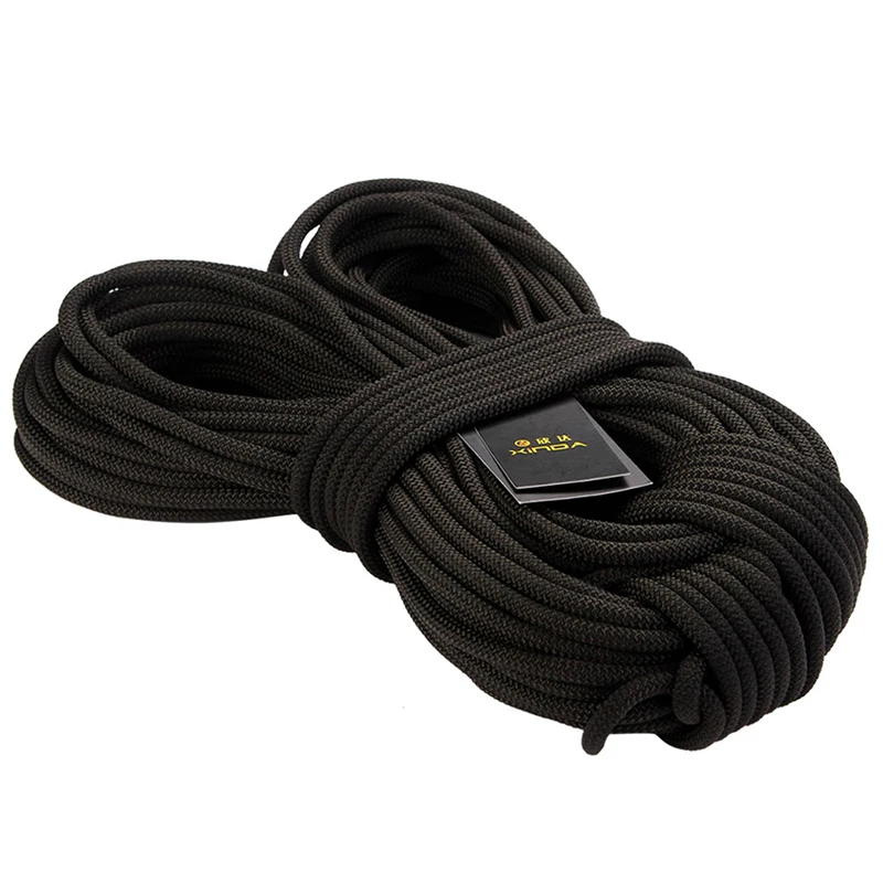 8mm 10m Black Safety Static Rappelling Rope For Climbing Abseiling Rescue 