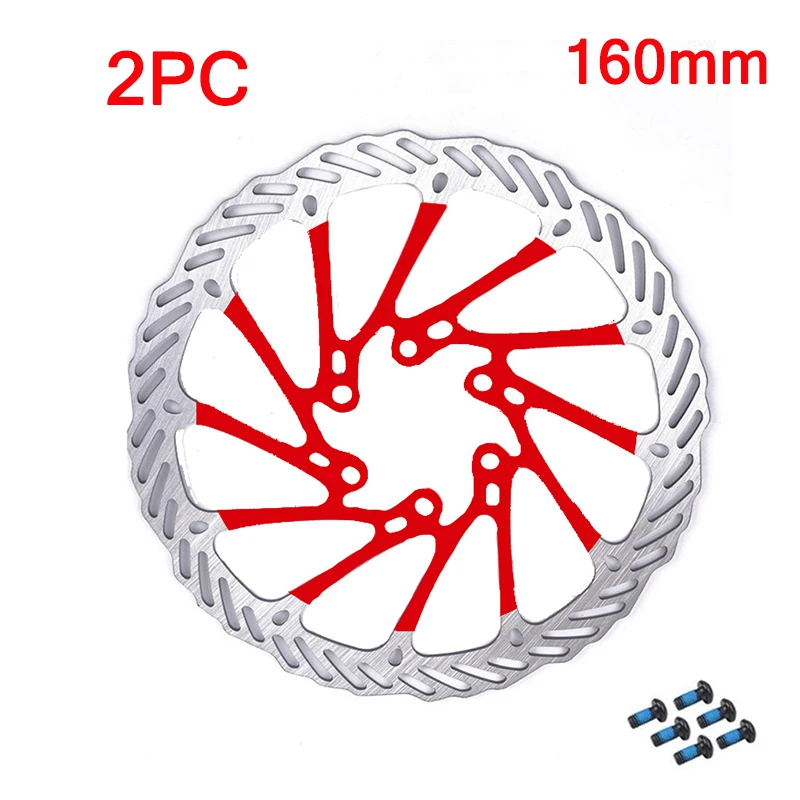 160/180 мм горный велосипед тормоза стальной диск MTB велосипед из нержавеющей стали дисковый тормоз ротора 6 болтов Fit Shimano Sram - Цвет: 2pc Red 160mm