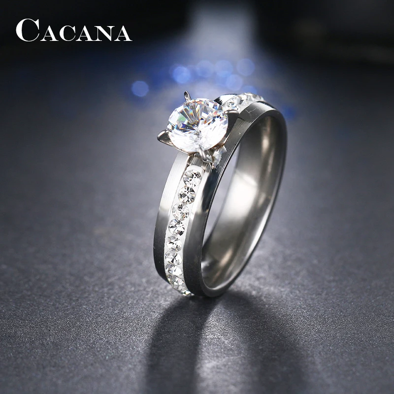 CACANA Titanium Stainless Steel Rings Top Quality Rings For Women Fashion Jewelry Wholesale NO.R110