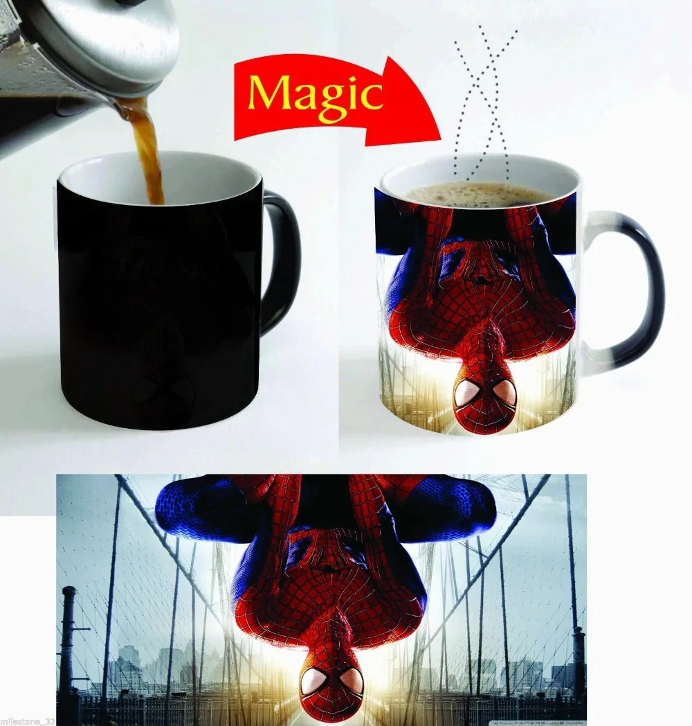 spiderman mug Magic mug the avangers mugs novelty heat reveal cup cold hot semsitive heat changing
