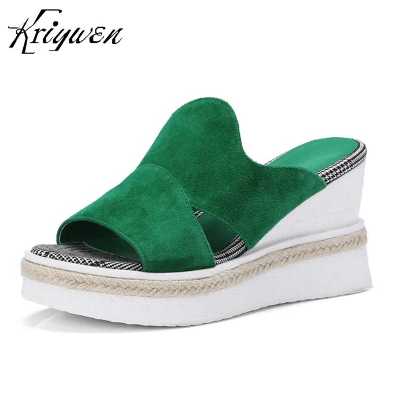 green wedge heel shoes
