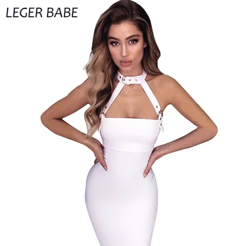 

Leger Babe Elegant Halter Sleeveless Cocktail Backless Dress Sexy Off Shoulder Zippers Party Sleeveless Empire Solid Vestido