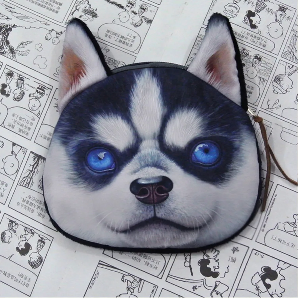 

Harajuku Mini Coin Purse Wallet 3D printing Cartoon animal big face cute small zipper bag Children Kids Wallet pouch monedero Y3