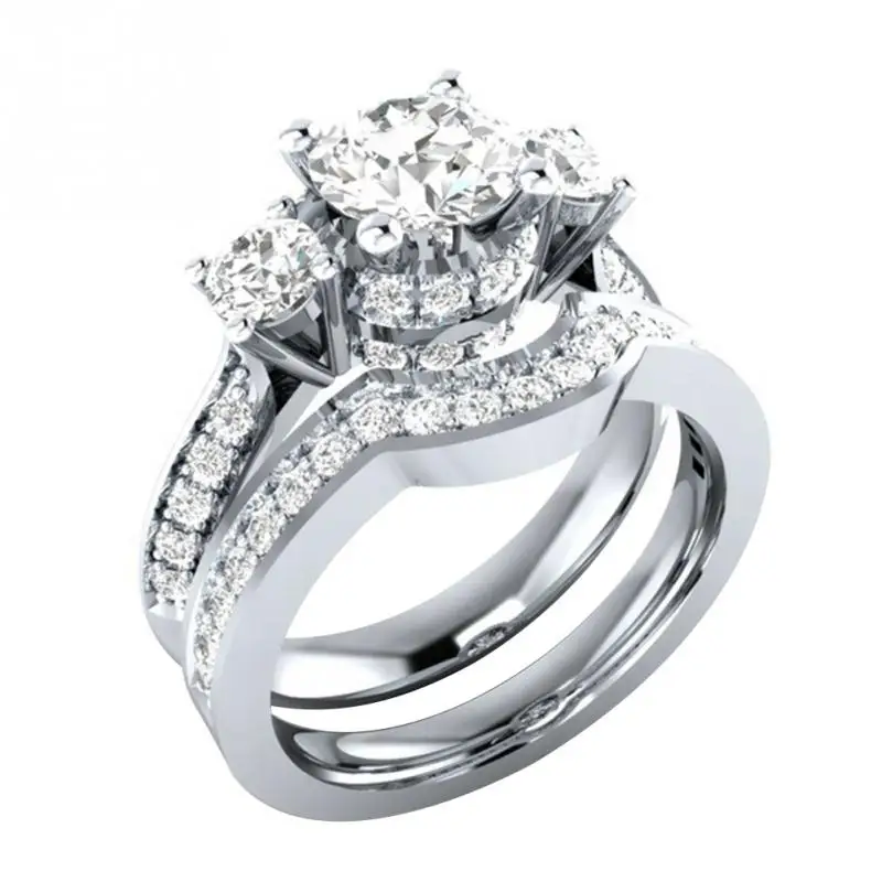 Women Alloy Ring Crystal Engagement White Fashion Silver Rhinestonein