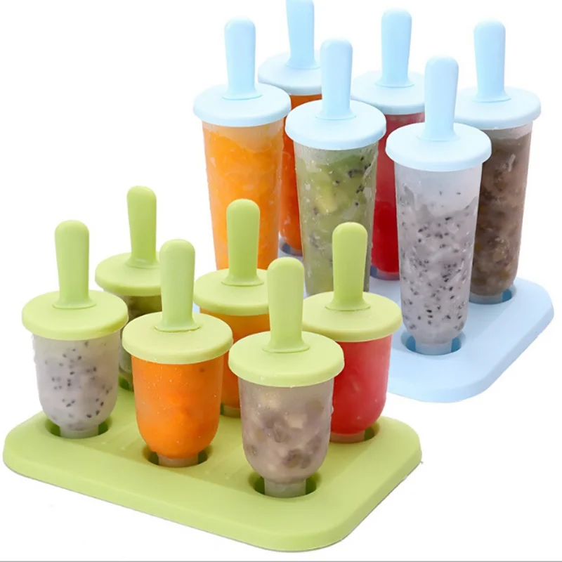 6 Freezer Ice Pop Maker Mold Popsicle Dessert Ice Cream Frozen Pops Cake Treats Kitchen tools