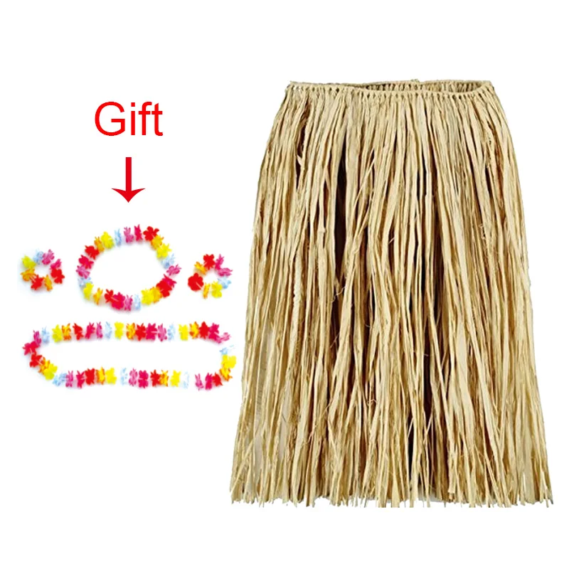 BOSHENG 1PCS Natural Raffia straw Kids Hula Skirt rafia natural free