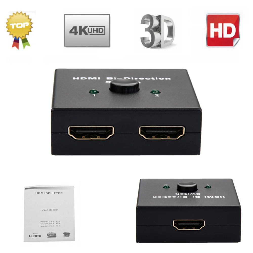 

1080P HD HDMI Splitter 1X2 Port 3D 1080p 4K*2K Video HDMI Switch Switcher HDMI 1 Input 2 Output HUB Repeater Amplifier Adapter