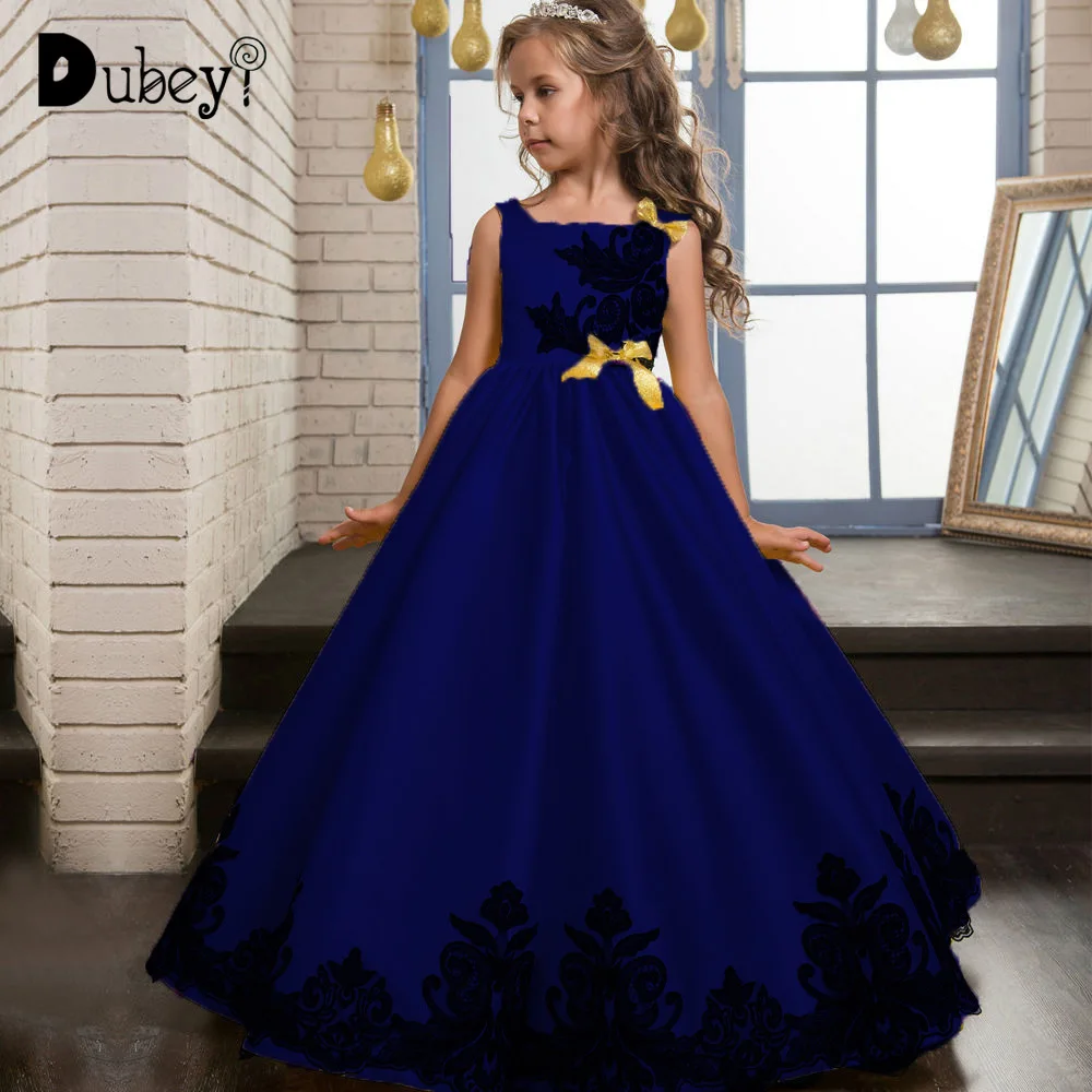 

Flower Girl Pageant Princess Dress Elegant Party Dress for Wedding and Birthday Mustard Yellow Royal Blue Long Dress