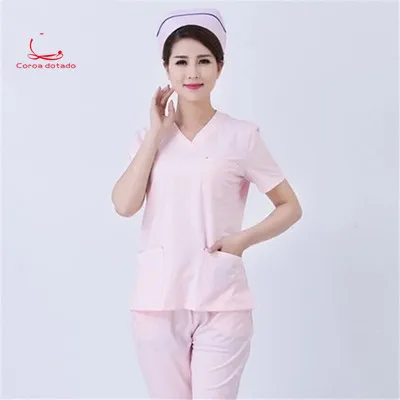 

New nurses wear split suit knit white coat slim wash suit suit white pink