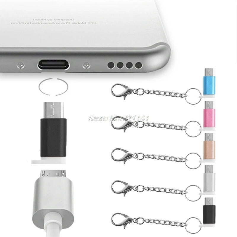 

USB-C USB 3.1 Type C Male To Micro USB Female Converter Adapter With Anti-Lost Key Chain For Phone PC Electronics Stocks