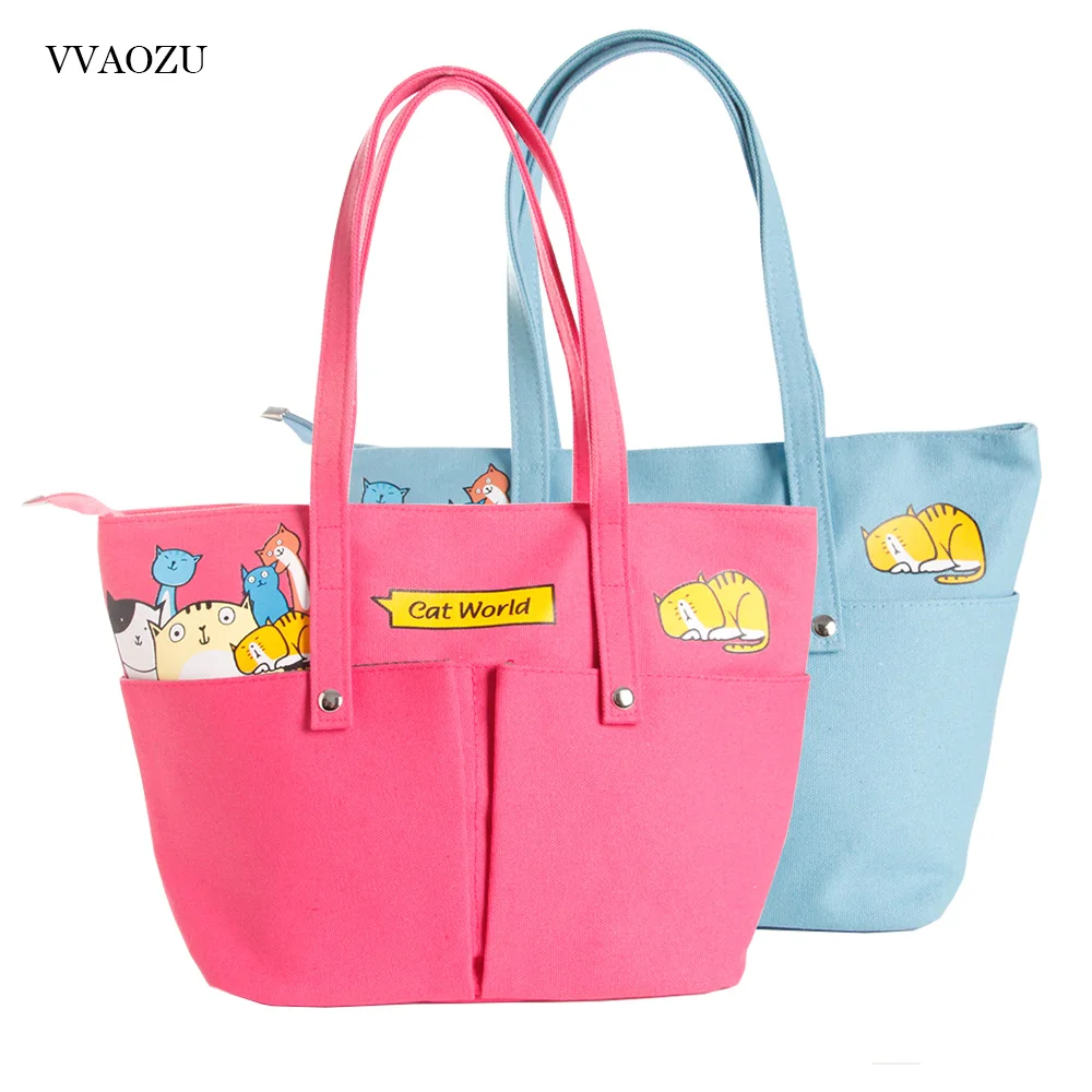 Anime Neko Atsume Cosplay Shoulder Tote Bag Women Large Capacity Cute Cat Canvas Causal Lady