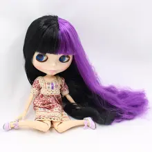 Ледяной обнаженный завод Blyth кукла серии № 280BL1962/117 черный микс фиолетовые волосы белая кожа сустава тела Neo
