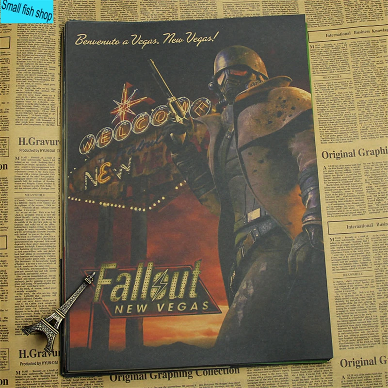Fallout 3 4 игровой Плакат Украшение для домашнего интерьера крафт-игра плакат Рисунок основные наклейки на стену - Цвет: Красный