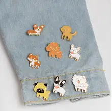 SMJEL 2017 New Fashion Cute Keke Shiba Dog Enamel Brooch for Women Creative Pet Pins set Broche Lover Jewelry Gift Kid BP142
