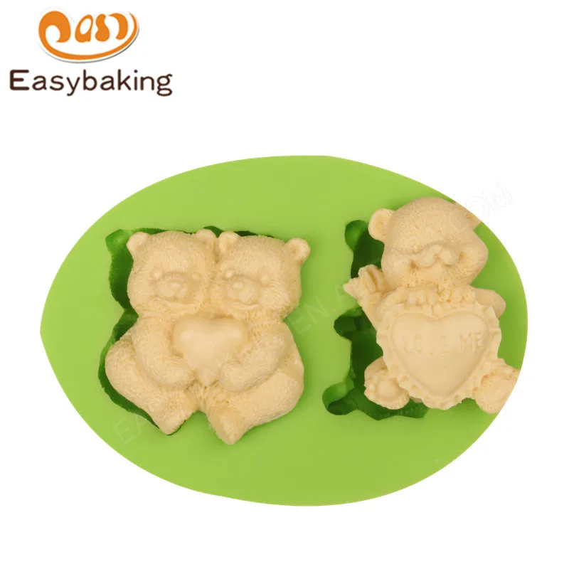 

New 3D Bears Couple LOVE ME Theme Silicone Fondant Molds Cake Decorating Tools Pudding Dessert Chocolate Mould Pastry Tools