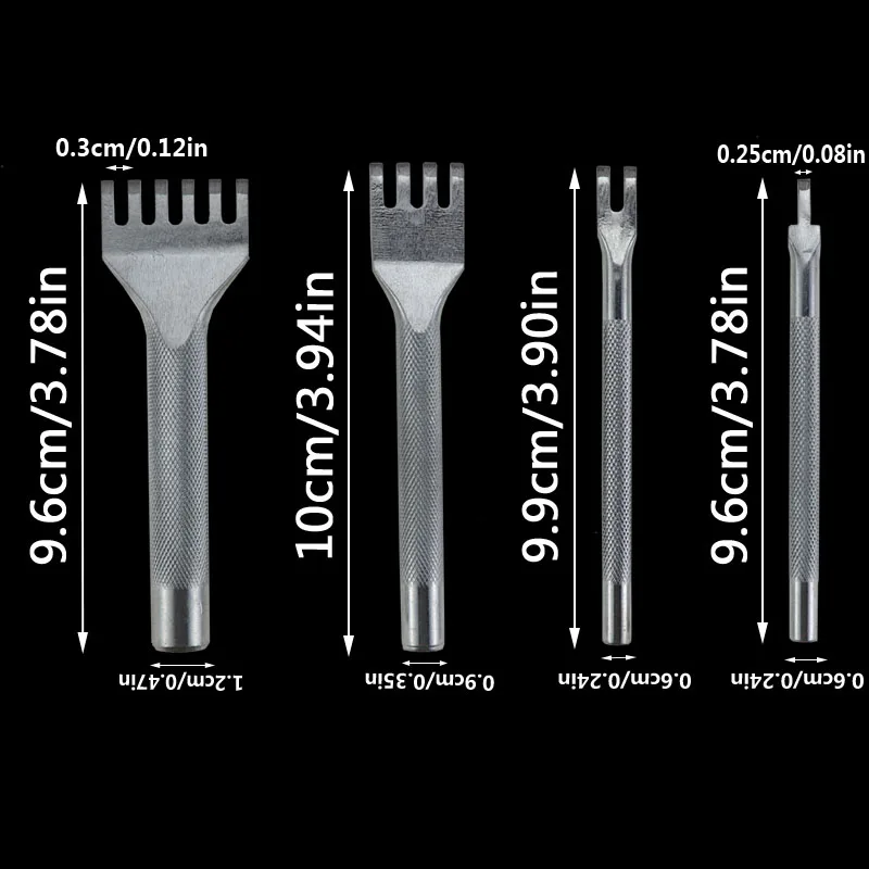 4 шт./компл. 3 мм 1/2/4/6 зубец Пробивной кожаный ремень craft Удар Инструменты DIY долото для кожи Комплект