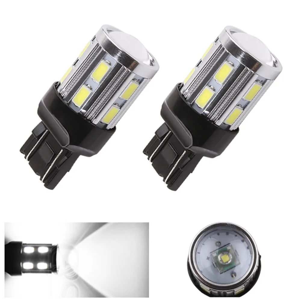 

2pcs T20 7443 LED Bulb 12 SMD 5730 W21/5W 5W Car Bulb Reverse Light Brake Turn Signal Lights source parking auto White