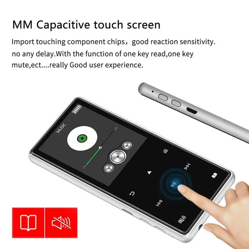 Bluetooth Mp4 портативный медиа музыкальный плеер 2,4 дюймов пресс-экран ключ Hifi воспроизведение видео Rom 16 Гб черный металл
