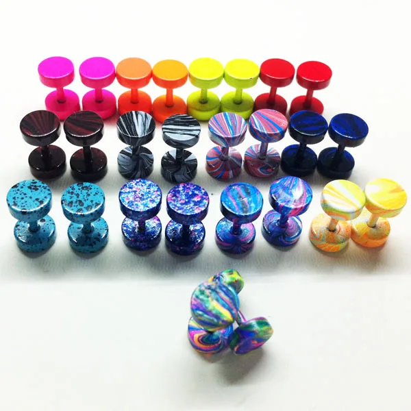 1 Pair Fashion Men New Hot Cool Fake Ear Plugs Stud Earrings 6mm 1 Pair Fashion Men New Hot Cool Fake Ear Plugs Stud Earrings 6mm Stainless Steel Candy