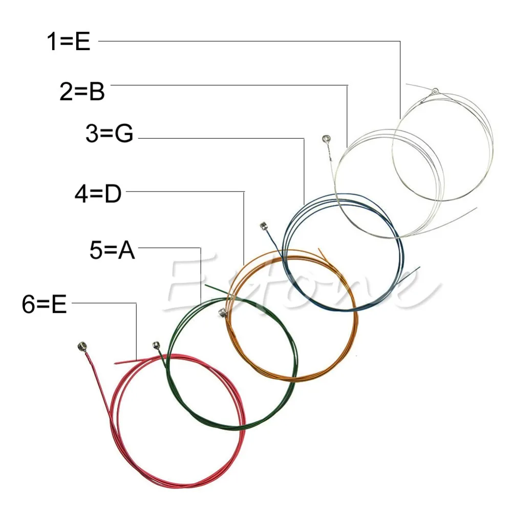6 шт радужные цветные Струны для акустической гитары инструмент укулеле Jul4_25