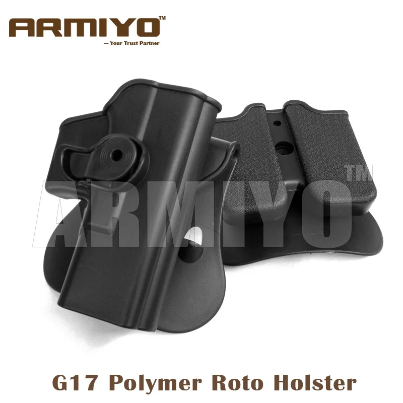 Тактический armiyo G17 G19 G22 G23 вращается 360 градусов прочный черный Полимер Сохранение Roto пистолет кобура для магазина сумки черного цвета