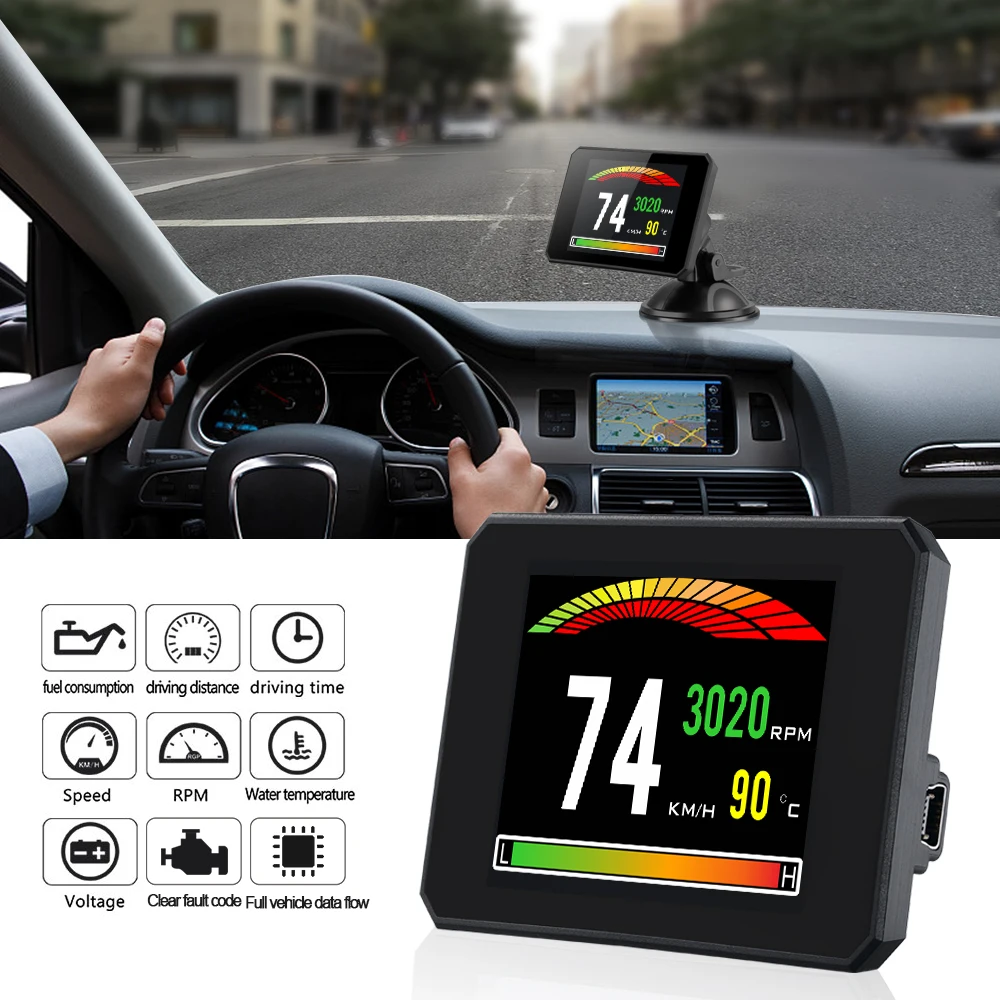 

2019 New Diagnostic Tool 48 Functions ECU Data OBD Digital Meter P16 OBD2 Trip Computer Clear The Fault Code With Directly