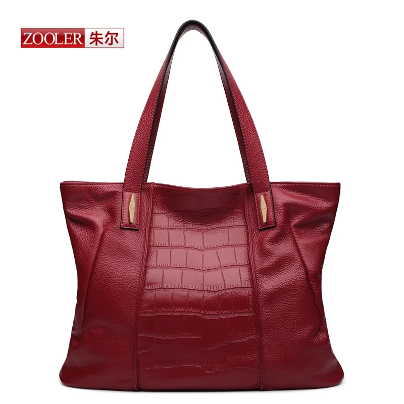 ZOOLER New 2016 arrival Genuine leather handbags Red wine bags luxury brand bags Alligator real leather