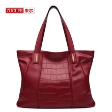 ZOOLER New 2016 arrival Genuine leather handbags Red wine bags luxury brand bags Alligator real leather shoulder bags#CK-1218
