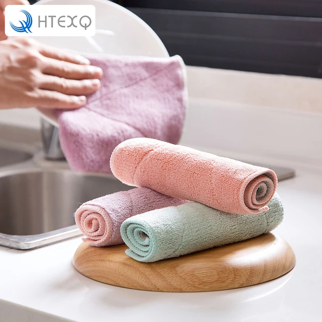 HTEXQ Kitchen Cleaning 1PC Wash Cloth Dishcloth Magic Hand Towel Fiber  Dishrag Duster Anti-grease Wiping Rags Washing Towel - AliExpress
