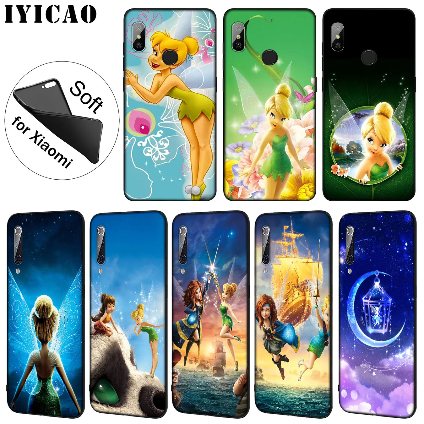 

IYICAO Tinker Bell tinkerbell Peter Pan Soft Silicone Case for Xiaomi Mi 9 8 A2 Lite A1 6 6X pocophone f1 MAX 3 mi9 mi8 mia2