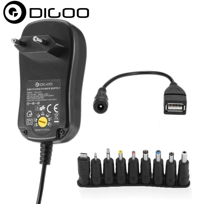 

Digoo DG-UA10 3-12V Universal 10 Selectable Charger Adapter Multi Voltage Switching Micro USB Plug Power Supply