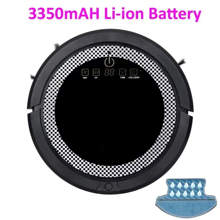 

Big Promotion 3350mah lithium battery Robot Vacuum Cleaner with Ultrasonic Sensor which is for the Black Floor,Black Carpet