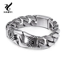 225*18 мм Серебряный браслет из нержавеющей стали для бокса мужские хип-хоп Рок кубинские браслеты на цепочке мужские ювелирные изделия