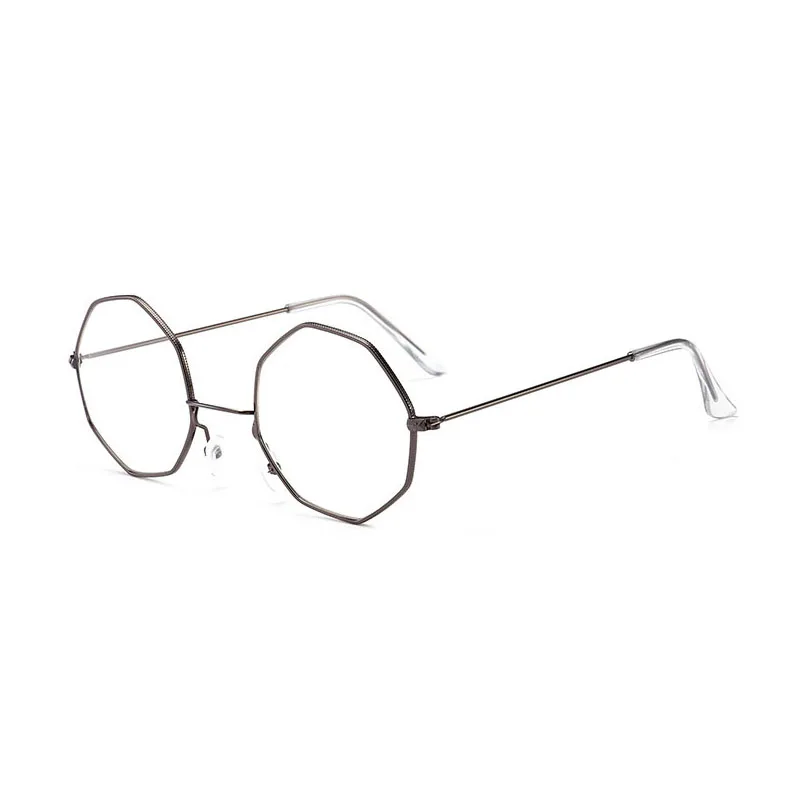 MOLNIYA, солнцезащитные очки для женщин, фирменный дизайн, металлическая маленькая оправа, полигон, прозрачные линзы, солнцезащитные очки для мужчин, Винтажные Солнцезащитные очки, шестигранные - Цвет линз: 12