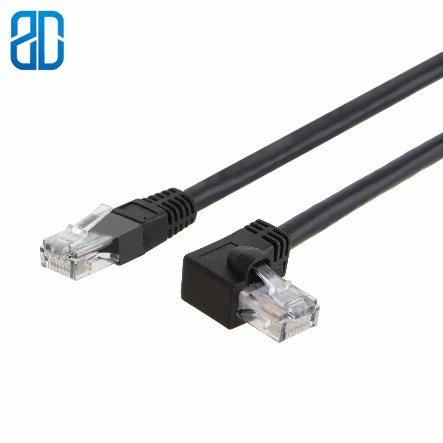 Angle CAT6 Ethernet Patch Cable Downward Angled LAN with 50 Gold Plated Contact 1M/1.8M/3M Black Color |