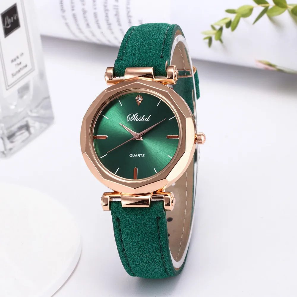 Luxury Women Quartz watches Faux Leather Color Metal Dial Wristwatch Fashion Women Watch relogio feminino for dropshipping